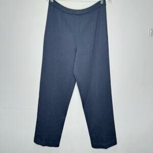 🍁 Margaret O’Leary Wool Blend Knit Minimalist Wide Straight Leg Full Length Gray